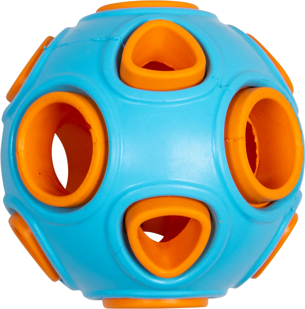 JV RUBBER TOYS Traktatiebal Lichtblauw/oranje-Ø7,5cm