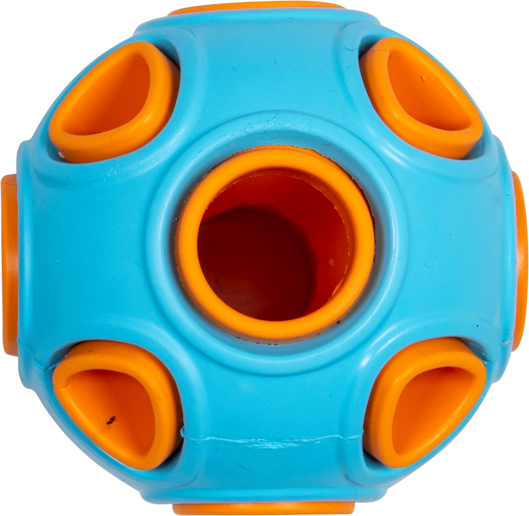 JV RUBBER TOYS Traktatiebal Lichtblauw/oranje-Ø7,5cm