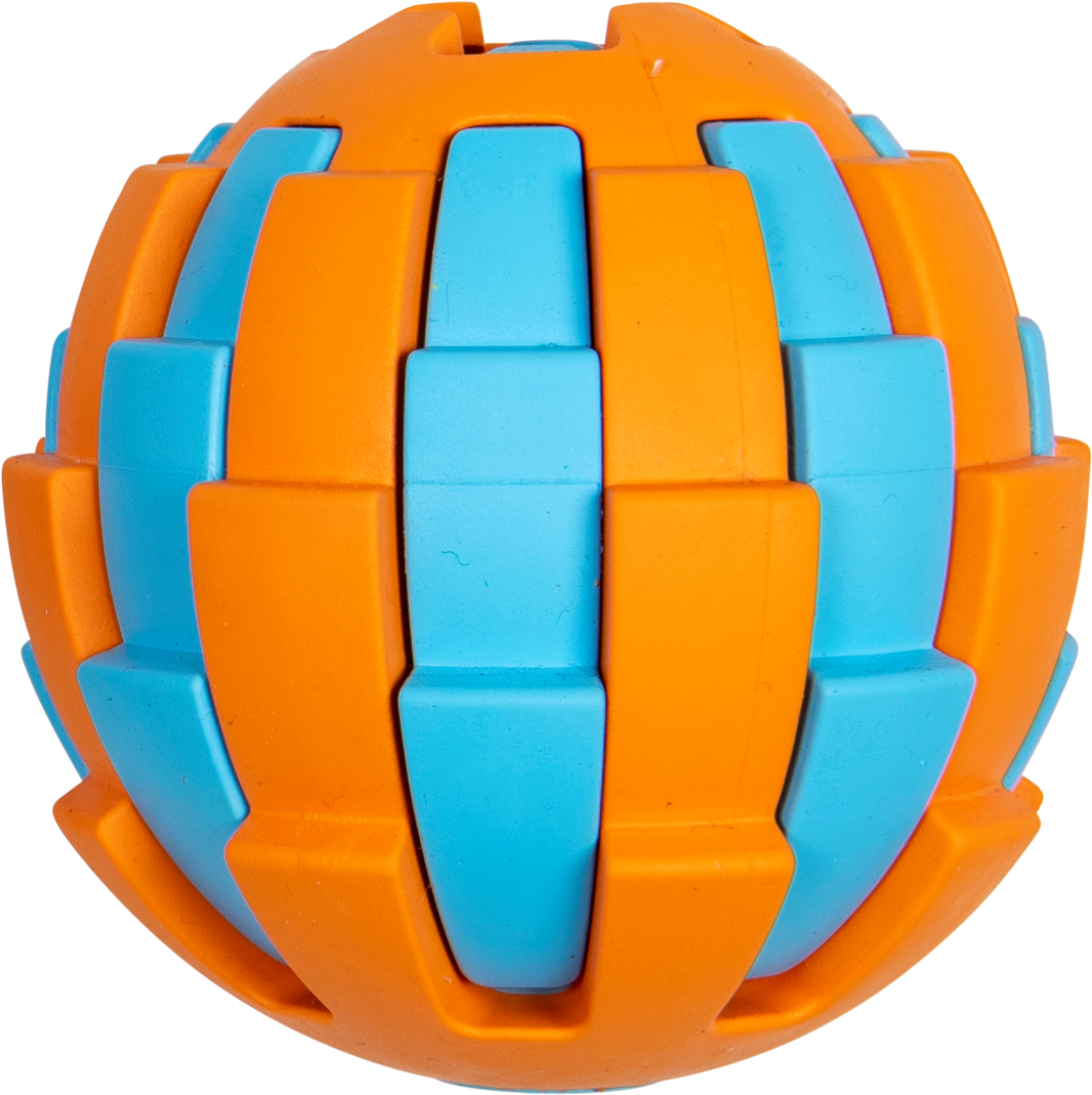 JV RUBBER TOYS Traktatiebal Lichtblauw/oranje