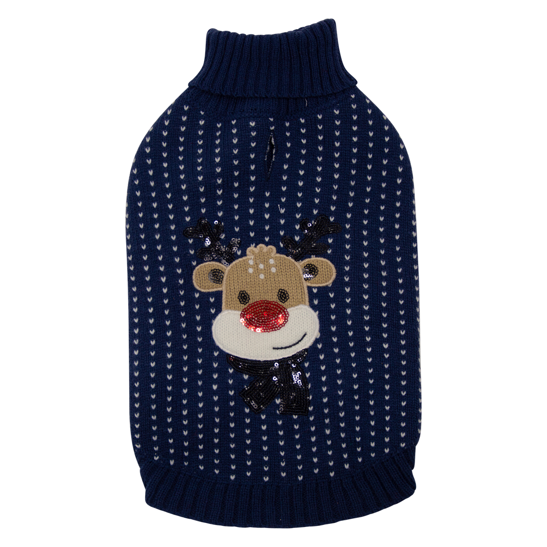 JV 5th Avenue Dogwalk Trui met Rendier Donkerblauw