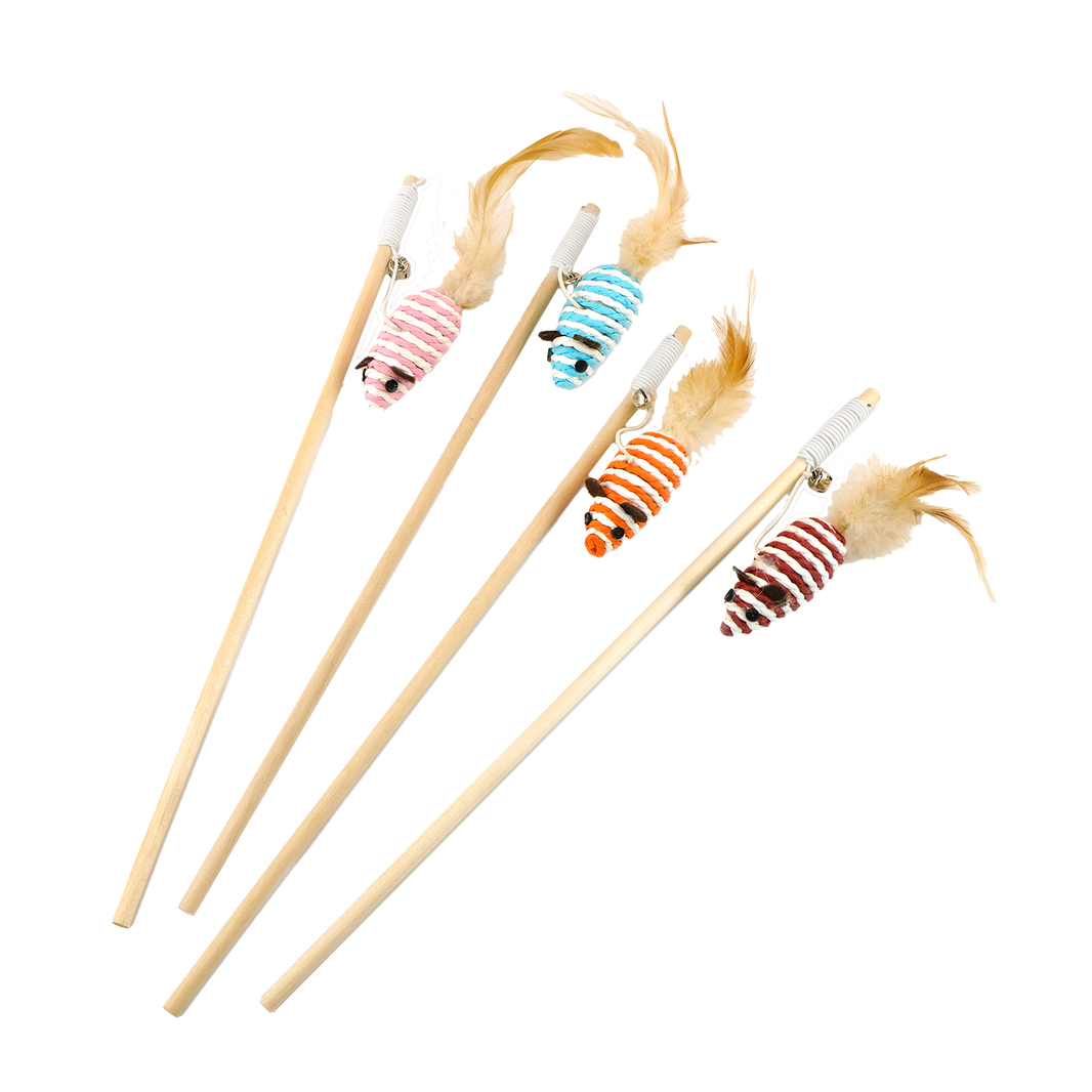 JV FUN DANGLERS Kattenhengel met muis en veren Meerkleurig