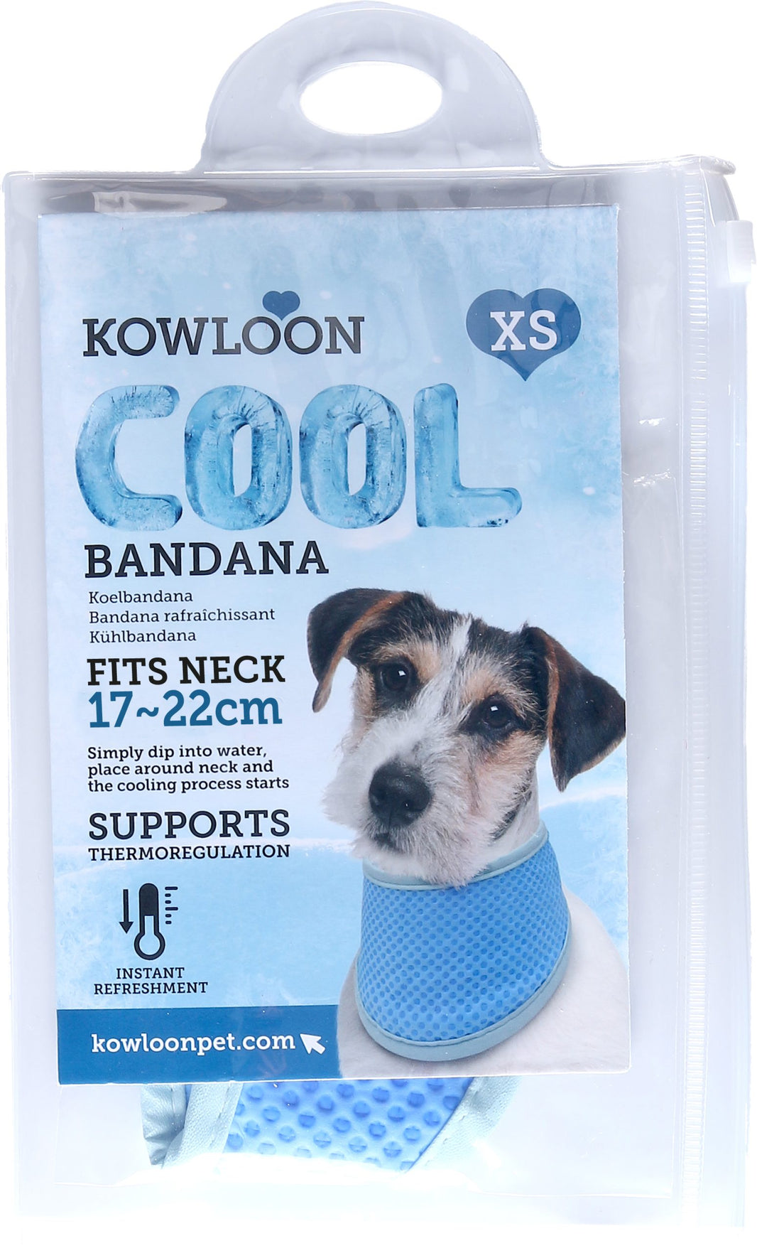 Kowloon Cool bandana PVA blauw XS, 17-22 cm