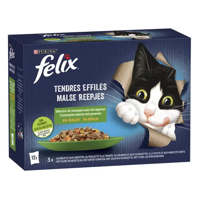 FELIX® MALSE REEPJES Countryside Selectie in Gelei met Groenten 12x85g