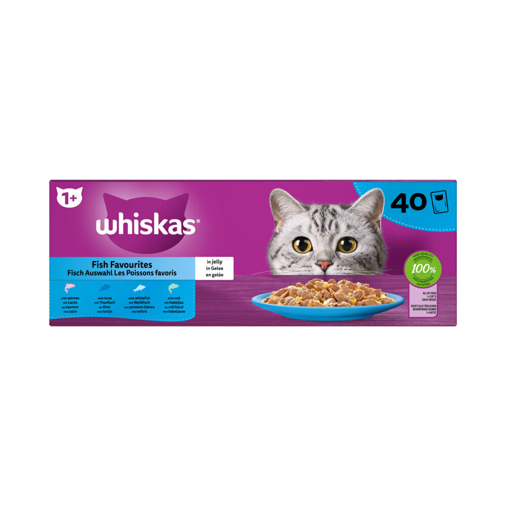 Whiskas 1+ Kattennatvoer Vis Selectie in Gelei