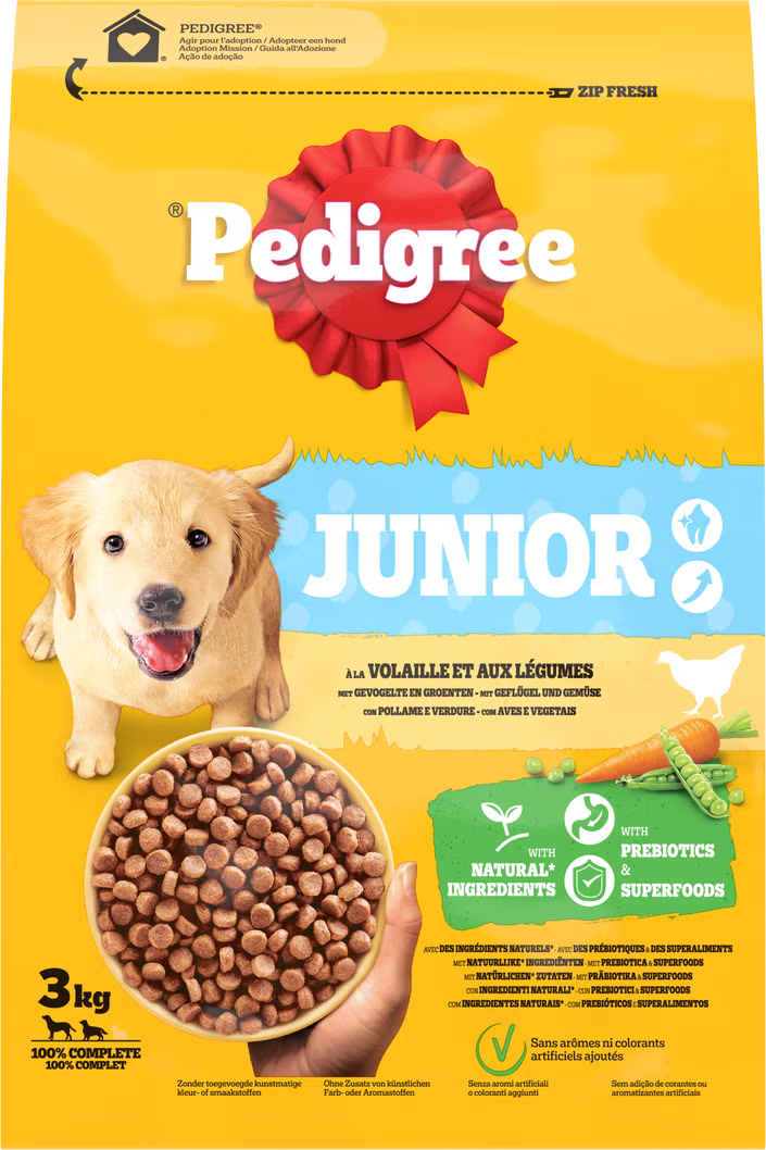 Pedigree Junior honden met Kip en Rijst 3kg