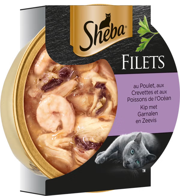 SHEBA® Filets Kip met garnalen en zeevis 60g
