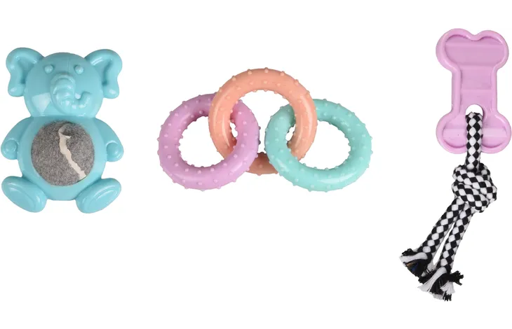 Speelgoed Puppy Loekie Olifant & Been & Ring Meerkleurig