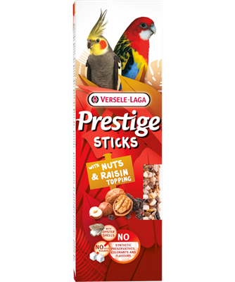Prestige Sticks Grote Parkieten met Noten & Rozijnentopping 2x70g