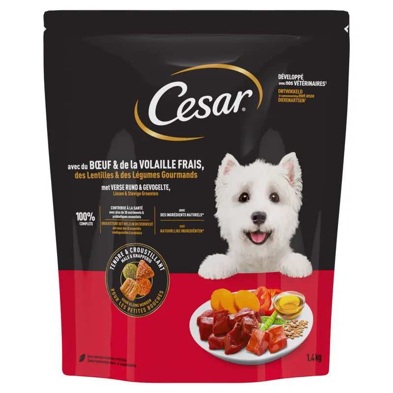 CESAR® Brokjes met verse rund&gevoegelte en groenten 1.4kg