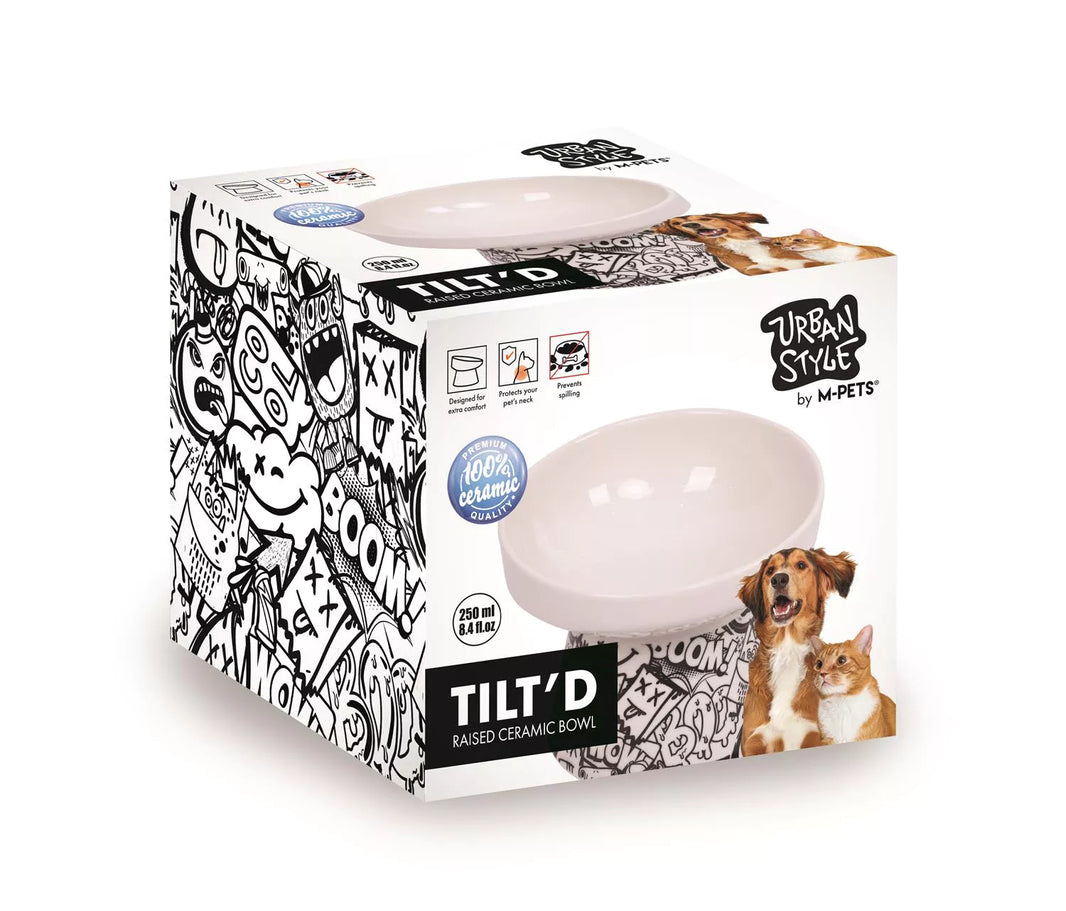 URBANSTYLE TILT'D Raised Ceramic Bowl Black & White - M