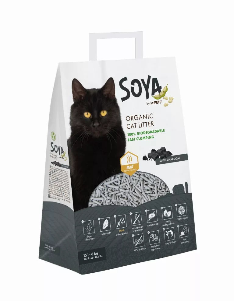 SOYA organische kattenbakvulling 6kg 15L houtskool