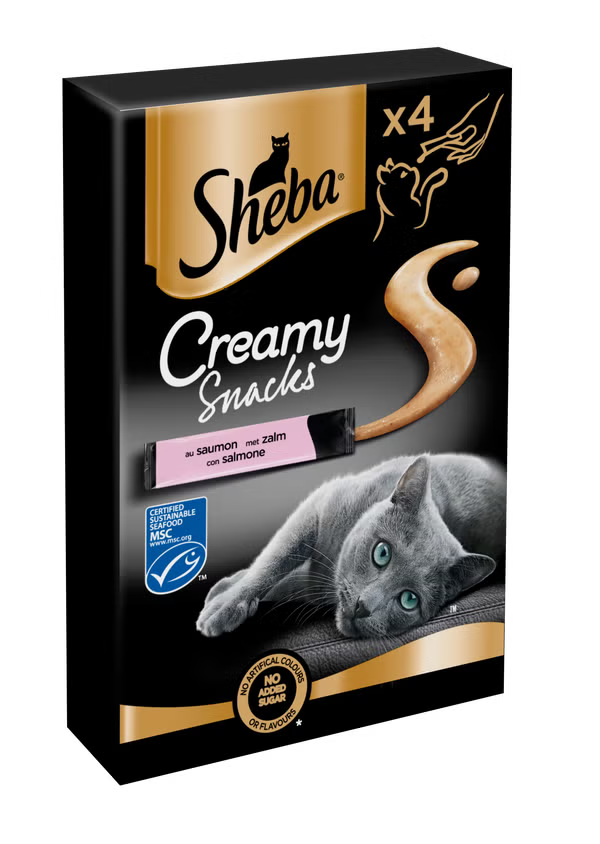 SHEBA® Creamy Snacks met Zalm 4x12g