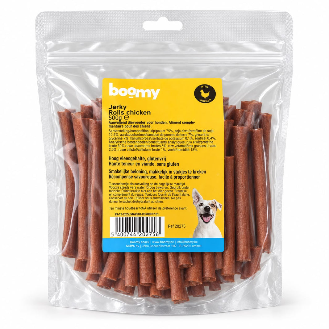 Boomy Jerky Rolls Glutenvrije Zachte kauwstaaf met Kip 500g