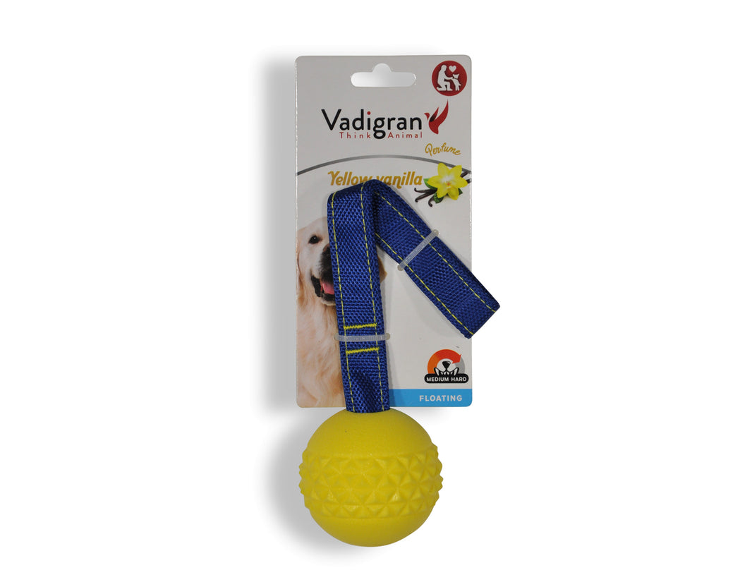 Toy dog TPR ball with rope Yellow Vanilla 6.3cm