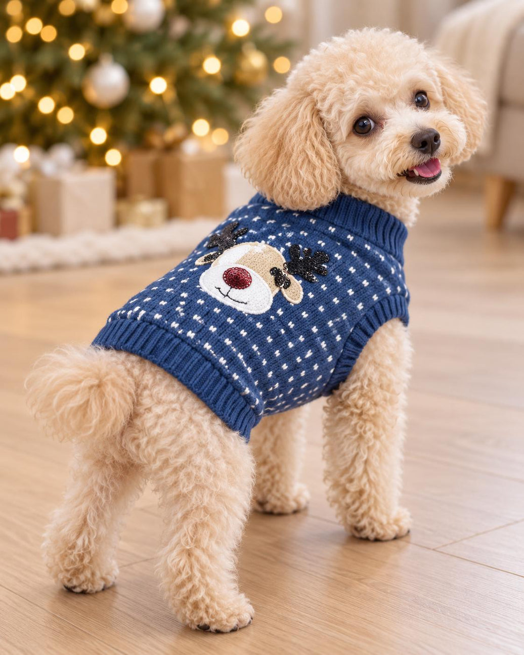 JV Kersttrui Donkerblauw met Rendier