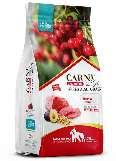 Carni Life Cranberry ANCESTRAL GRAIN BEEF & PLUM ADULT MEDIUM & MAXI 2.5 kg