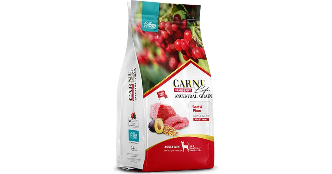Carni Life Cranberry ANCESTRAL GRAIN BEEF & PLUM ADULT MINI 2.5kg