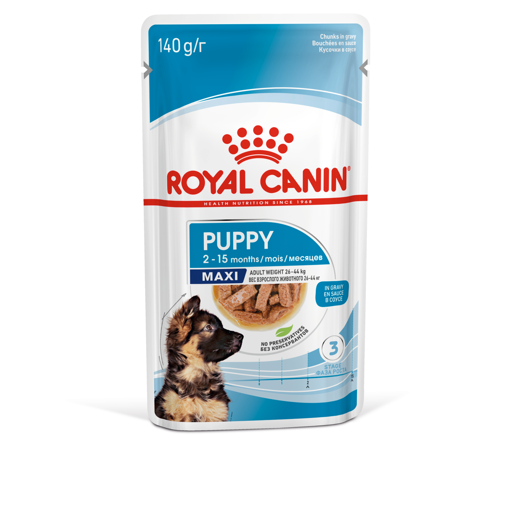 Maxi Puppy in Gravy (brokjes in saus) 10x140g