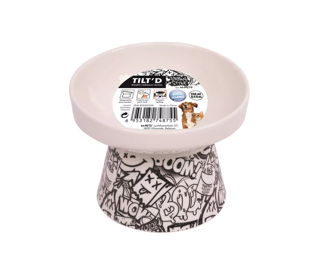 URBANSTYLE TILT'D Raised Ceramic Bowl Black & White - M