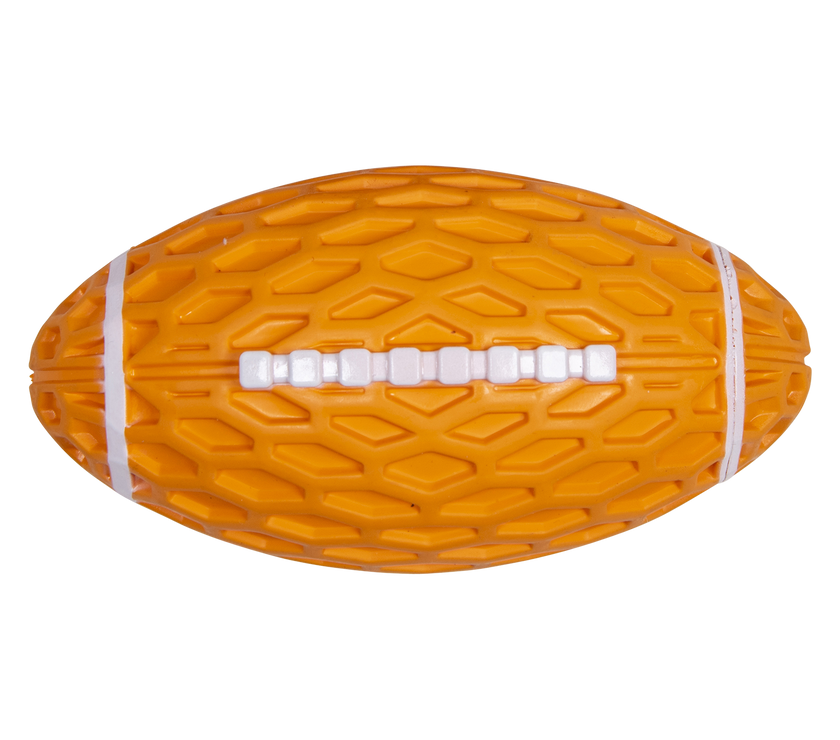 JV RUBBER TOYS Rugbybal Oranjen met pieper