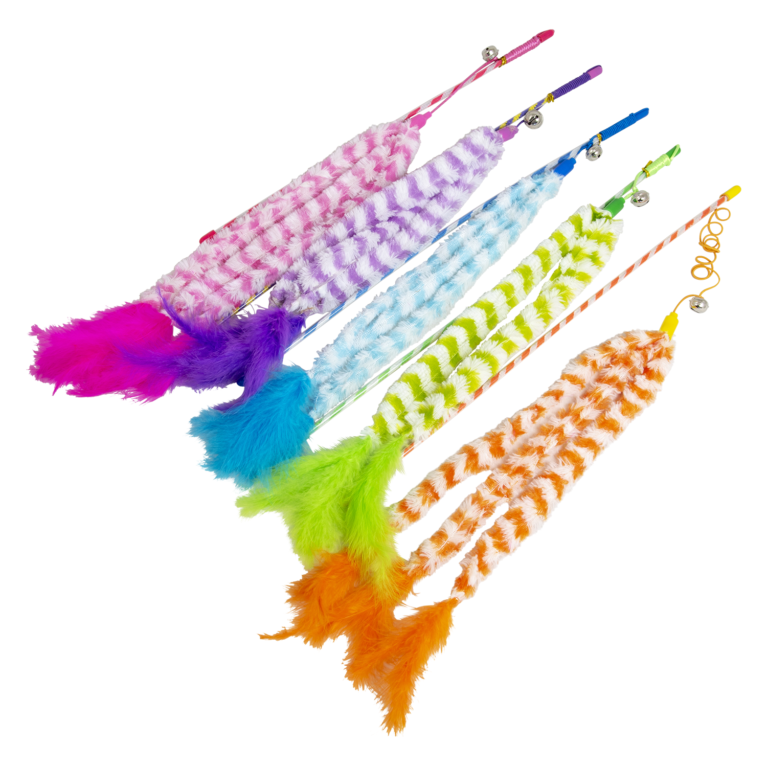 JV FUN DANGLERS Kattenhengel met drie pluizige staarten en belletje Meerkleurig