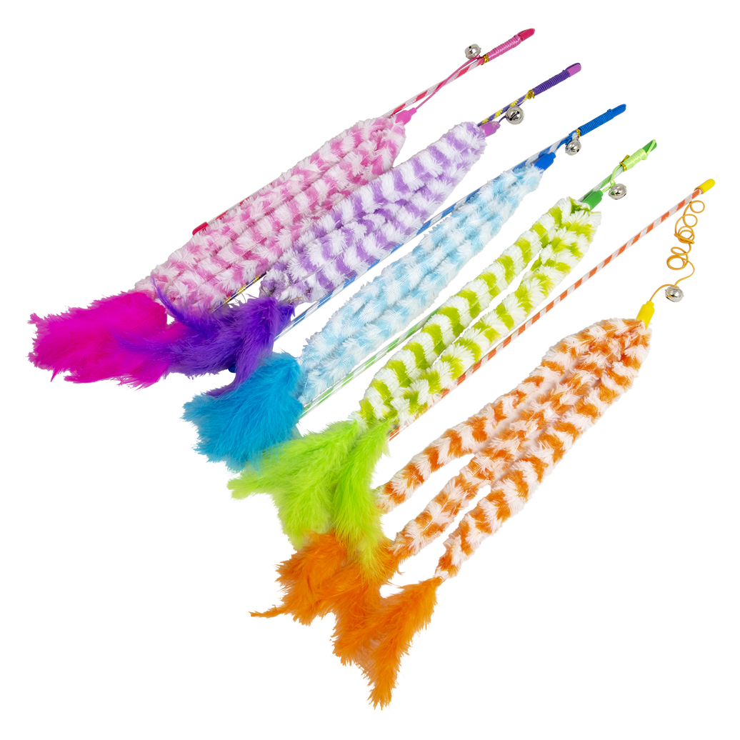 JV FUN DANGLERS Kattenhengel met drie pluizige staarten en belletje Meerkleurig