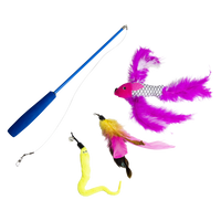 JV FUN DANGLERS Kattenhengel met vis veer en worm meerkleurig