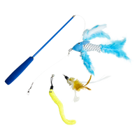 JV FUN DANGLERS Kattenhengel met vis veer en worm meerkleurig