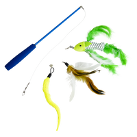 JV FUN DANGLERS Kattenhengel met vis veer en worm meerkleurig