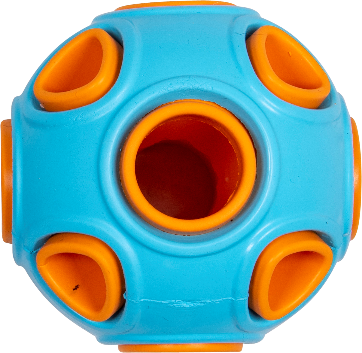 JV RUBBER TOYS Traktatiebal Lichtblauw/oranje-Ø7,5cm