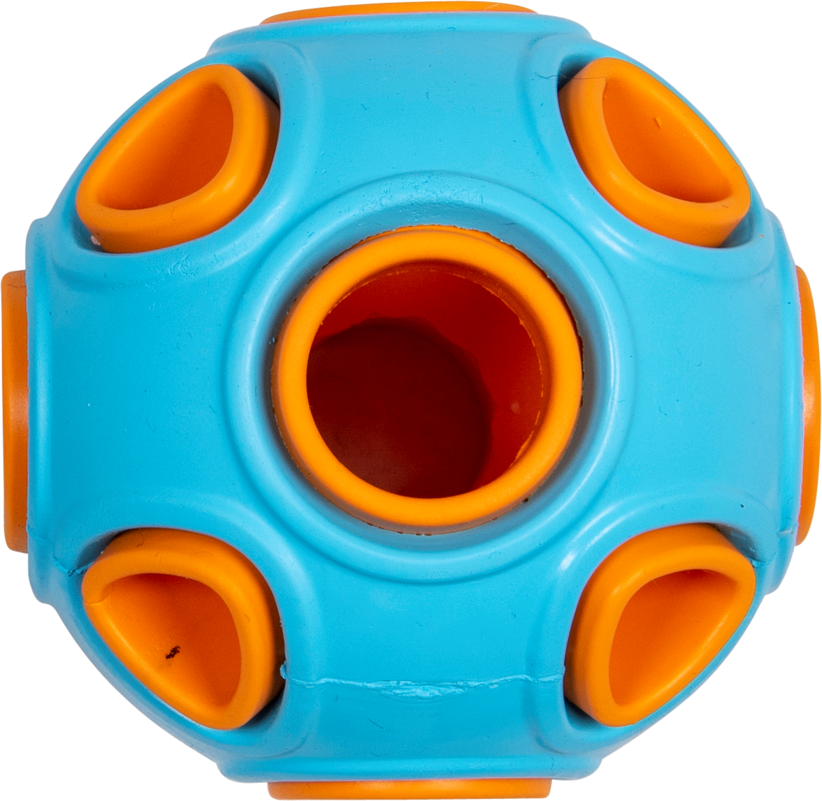 JV RUBBER TOYS Traktatiebal Lichtblauw/oranje-Ø7,5cm