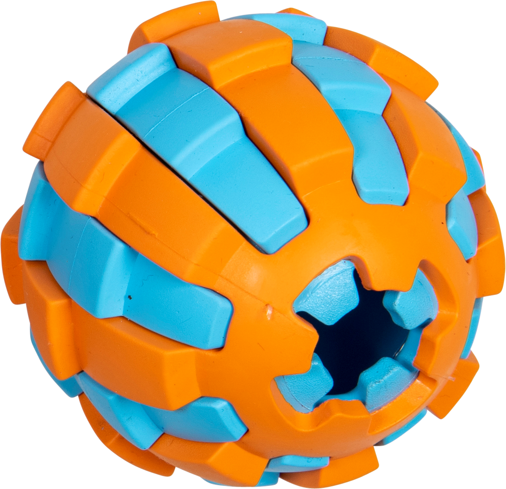 JV RUBBER TOYS Traktatiebal Lichtblauw/oranje