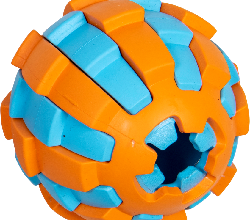 JV RUBBER TOYS Traktatiebal Lichtblauw/oranje