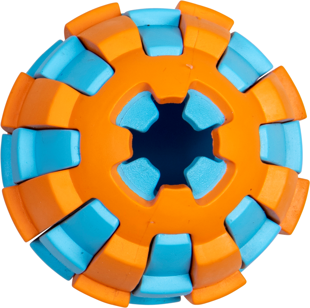 JV RUBBER TOYS Traktatiebal Lichtblauw/oranje