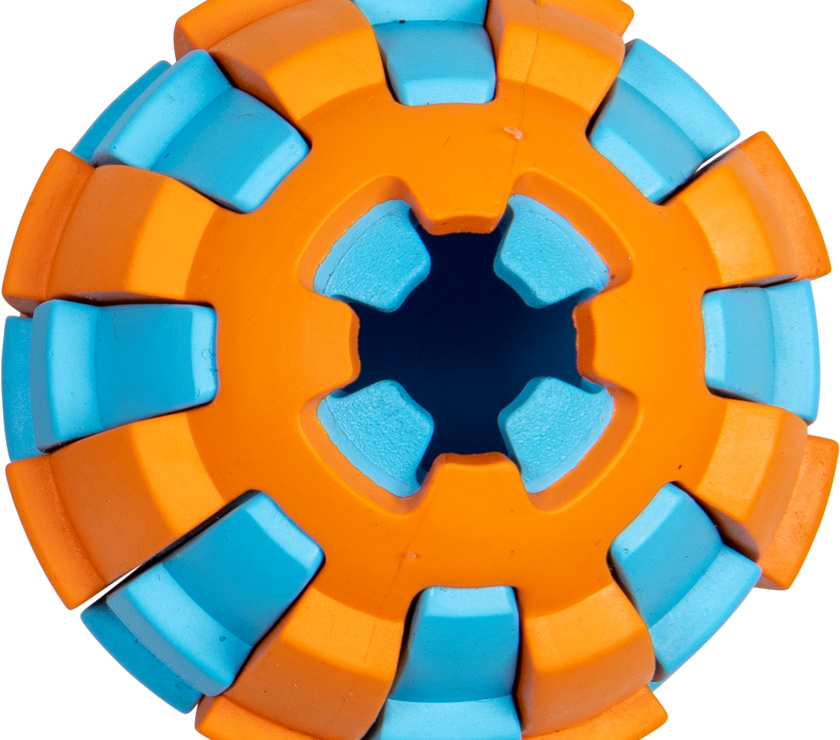 JV RUBBER TOYS Traktatiebal Lichtblauw/oranje