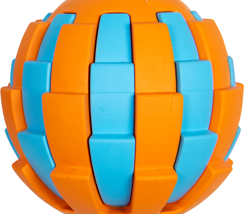 JV RUBBER TOYS Traktatiebal Lichtblauw/oranje