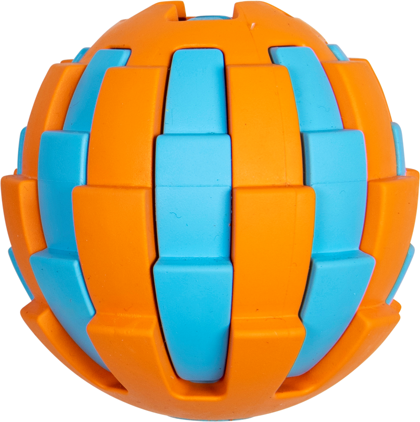 JV RUBBER TOYS Traktatiebal Lichtblauw/oranje