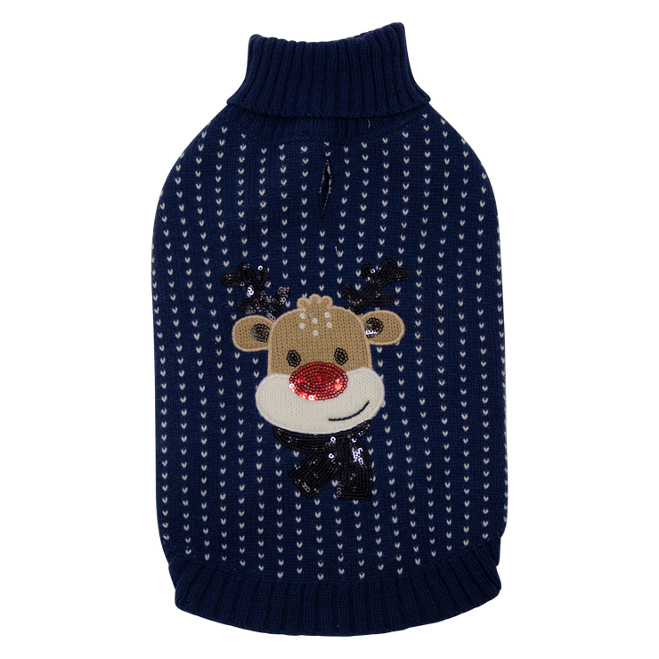 JV 5th Avenue Dogwalk Trui met Rendier Donkerblauw
