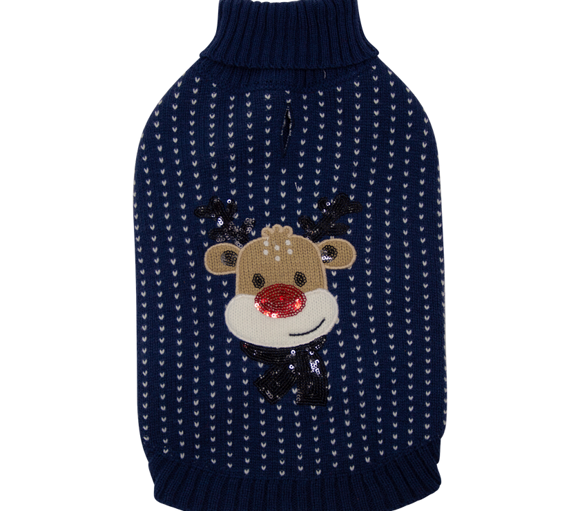 JV 5th Avenue Dogwalk Trui met Rendier Donkerblauw