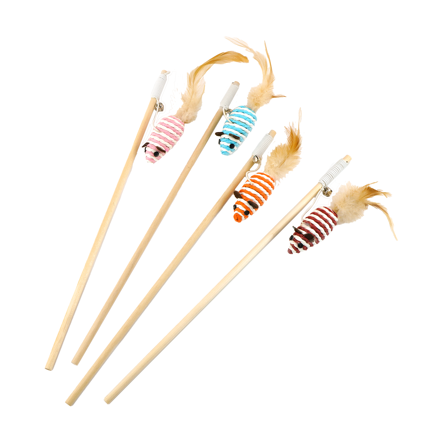 JV FUN DANGLERS Kattenhengel met muis en veren Meerkleurig