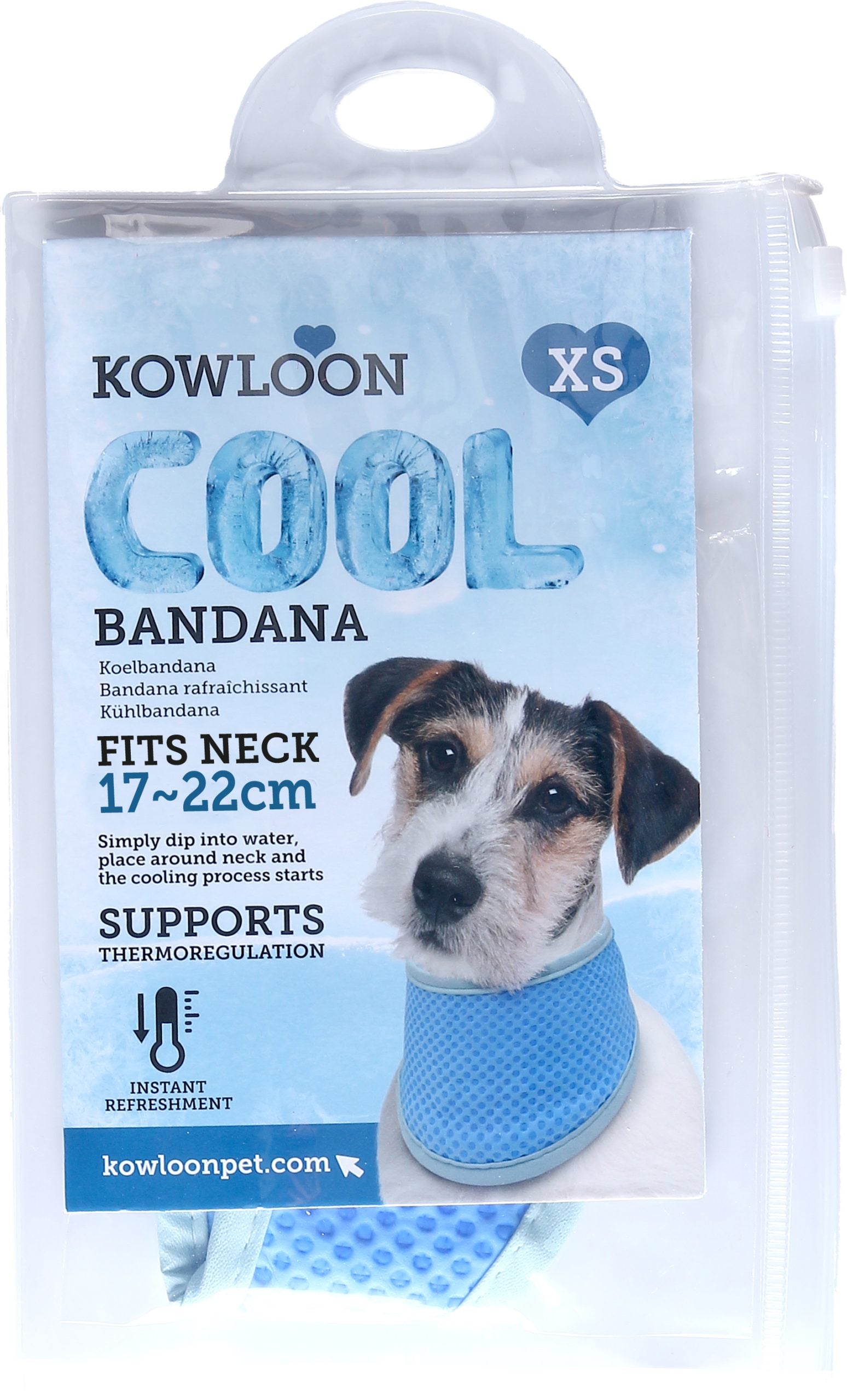 Kowloon Cool bandana PVA blauw XS, 17-22 cm