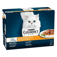 GOURMET® PERLE MINI FILETS IN SAUS MET KALKOEN, EEND, LAM EN TONIJN - 12x85g