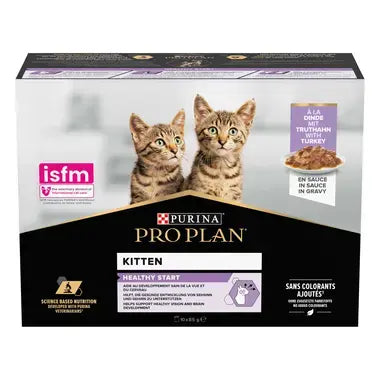 PRO PLAN® Kitten Healthy Start Malse Stukjes Kalkoen in Saus 10x85g