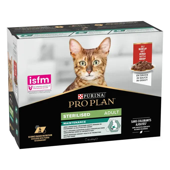PRO PLAN® NUTRISAVOUR Sterilised Adult Cat in Saus Rijk aan Rund 10x85g