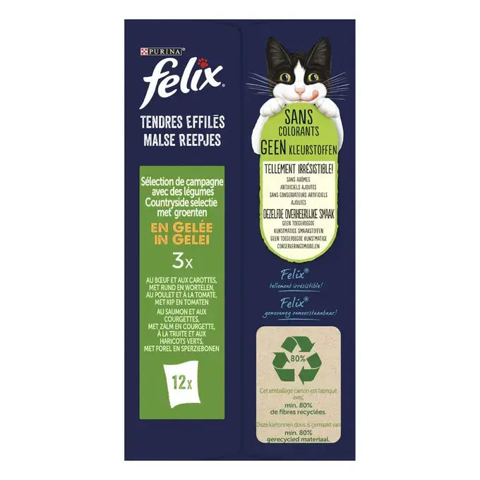FELIX® MALSE REEPJES Countryside Selectie in Gelei met Groenten 12x85g