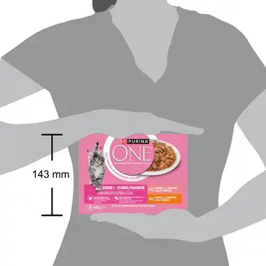 ONE® Junior Fijne Malse Reepjes in Saus met Kip en Zalm 8x85g