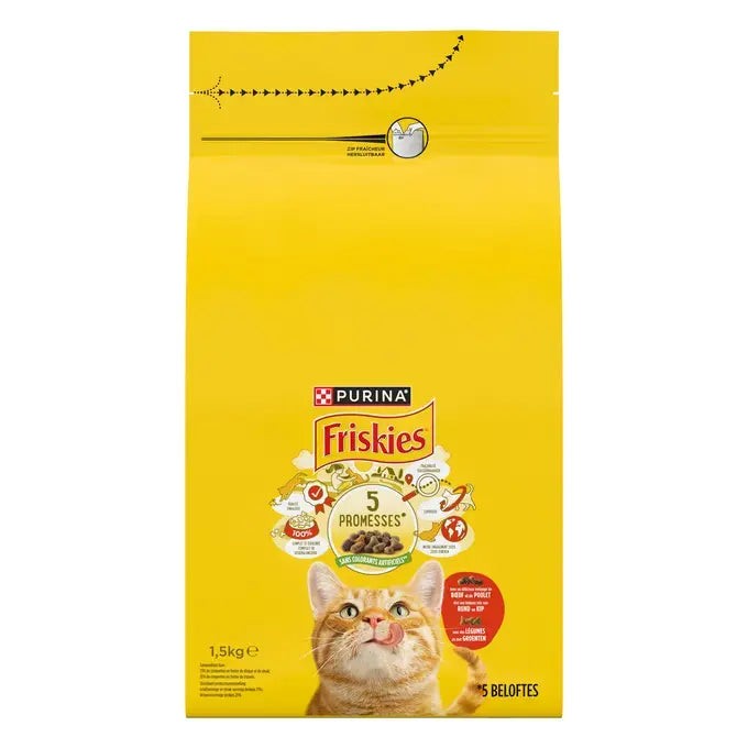 FRISKIES® ADULT Kattenvoer met rund, kip en groenten 1.5kg