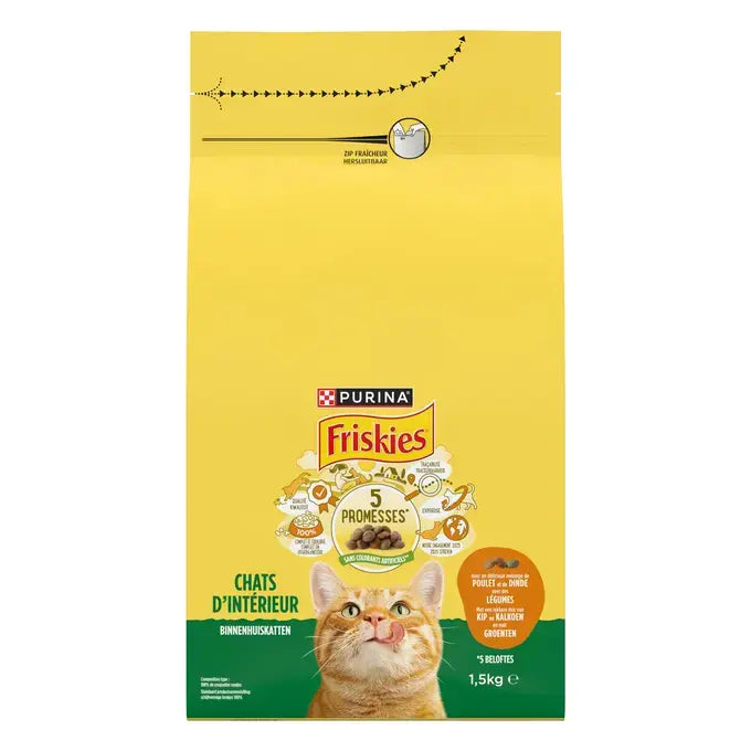 FRISKIES® INDOOR Kattenvoer met kip, kalkoen en groenten 1,5kg
