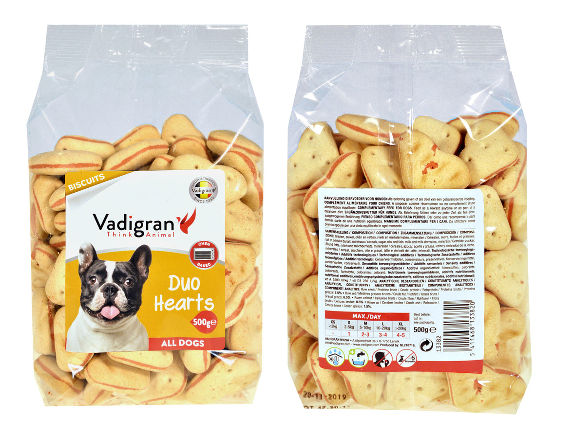 Snack dog Biscuits Duo Hearts 500g
