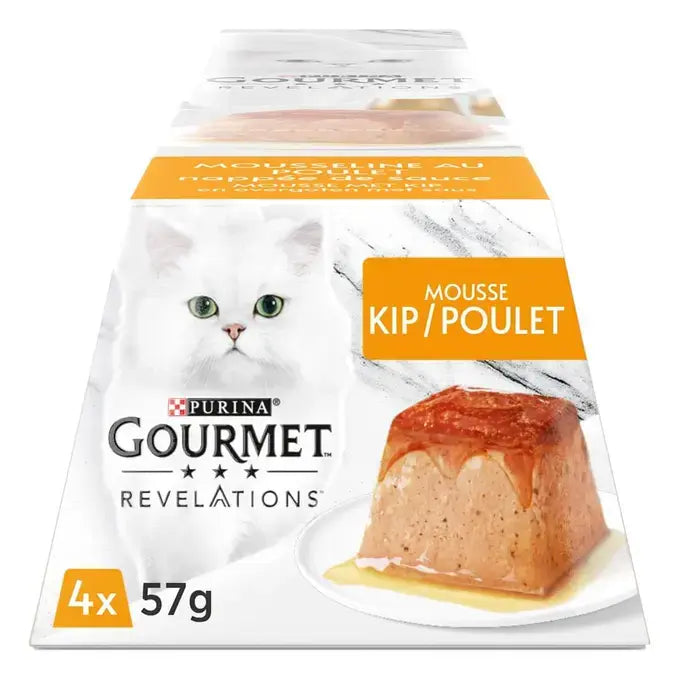 PURINA GOURMET® REVELATIONS™ Mousse met Kip en overgoten met saus 4x57g